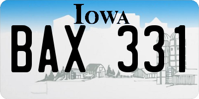 IA license plate BAX331