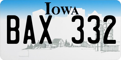 IA license plate BAX332