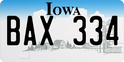 IA license plate BAX334