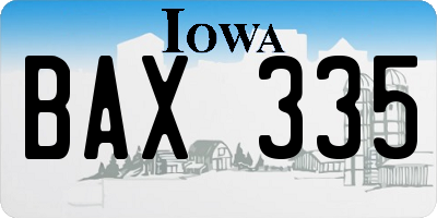 IA license plate BAX335