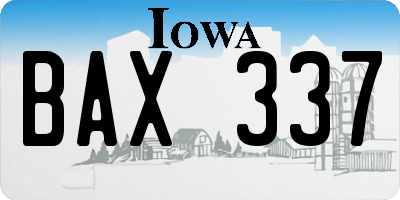 IA license plate BAX337