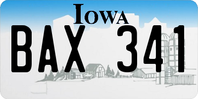 IA license plate BAX341