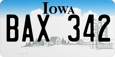 IA license plate BAX342