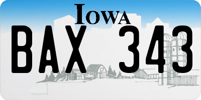 IA license plate BAX343