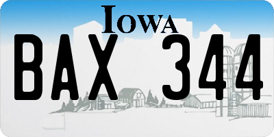 IA license plate BAX344