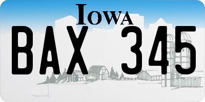 IA license plate BAX345