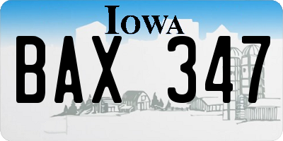 IA license plate BAX347