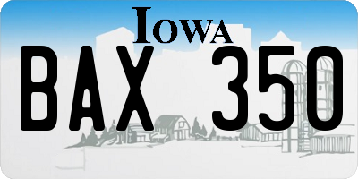 IA license plate BAX350