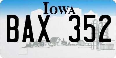 IA license plate BAX352