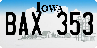 IA license plate BAX353