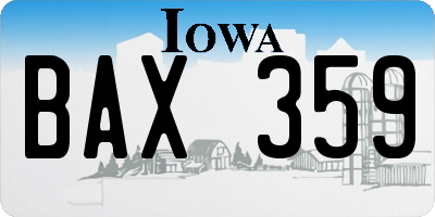 IA license plate BAX359