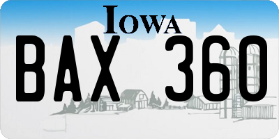 IA license plate BAX360