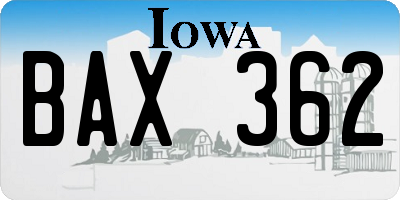 IA license plate BAX362