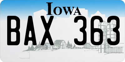 IA license plate BAX363