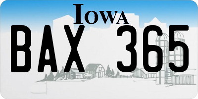IA license plate BAX365