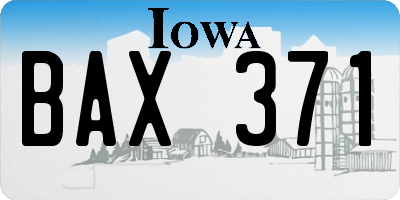IA license plate BAX371