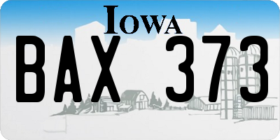 IA license plate BAX373