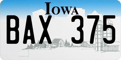 IA license plate BAX375