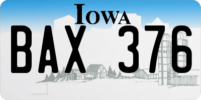 IA license plate BAX376
