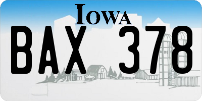 IA license plate BAX378