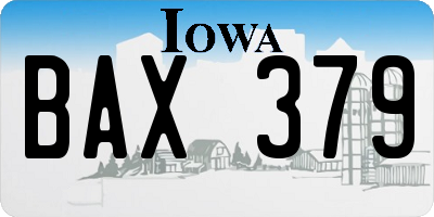 IA license plate BAX379