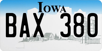 IA license plate BAX380