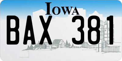 IA license plate BAX381
