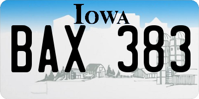 IA license plate BAX383