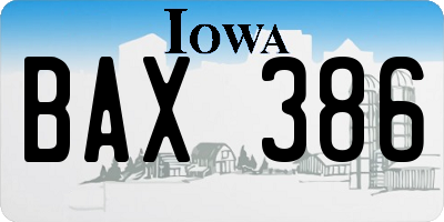 IA license plate BAX386