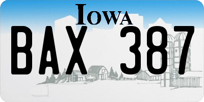 IA license plate BAX387
