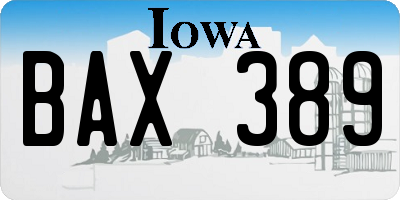 IA license plate BAX389