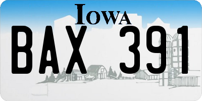 IA license plate BAX391