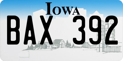 IA license plate BAX392