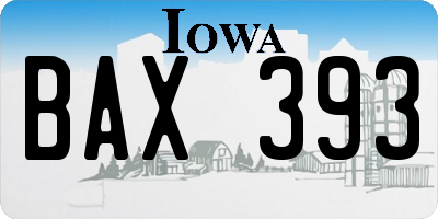 IA license plate BAX393