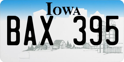 IA license plate BAX395