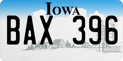 IA license plate BAX396