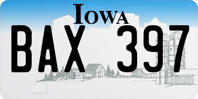 IA license plate BAX397