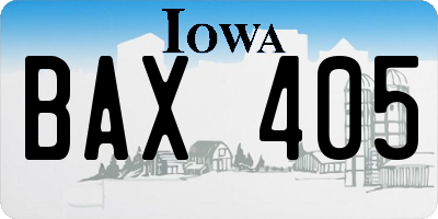 IA license plate BAX405