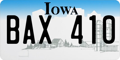 IA license plate BAX410
