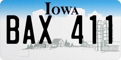 IA license plate BAX411