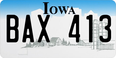 IA license plate BAX413