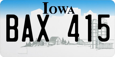 IA license plate BAX415