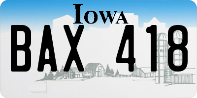 IA license plate BAX418