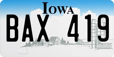 IA license plate BAX419