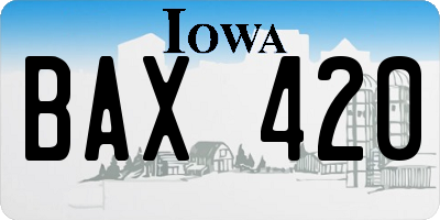 IA license plate BAX420