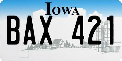 IA license plate BAX421