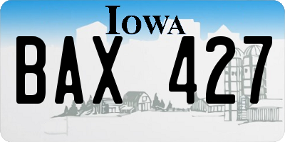 IA license plate BAX427