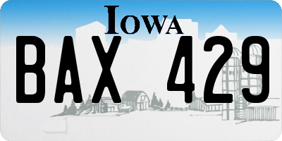 IA license plate BAX429
