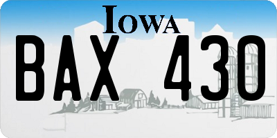 IA license plate BAX430