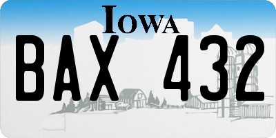 IA license plate BAX432